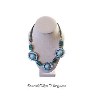 Cookie Lee FLOWERS Necklace 22" Crystal STATEMENT Club New Free‎ Shipping